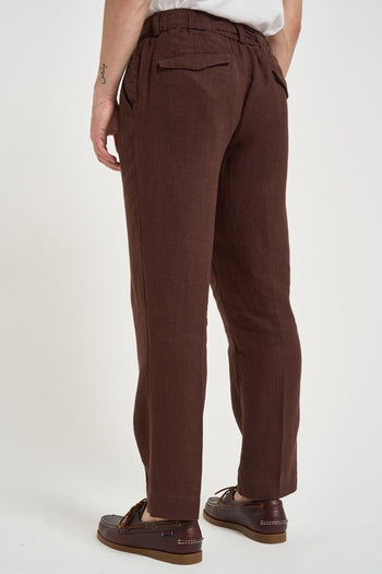 Pantalone uomo in lino marrone - 4