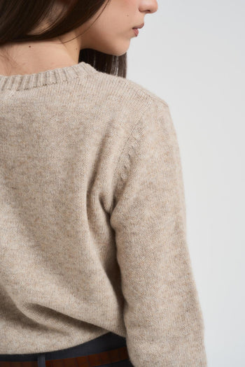 Maglia donna girocollo beige - 4