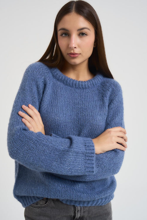 Maglia donna girocollo blu - 2