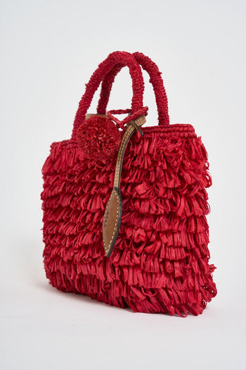 Borsa donna a mano in rafia rossa - 3