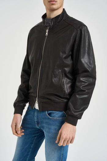 Giubbotto uomo in pelle marrone - 4