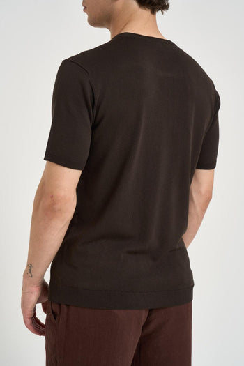 T-shirt uomo in maglia marrone - 3