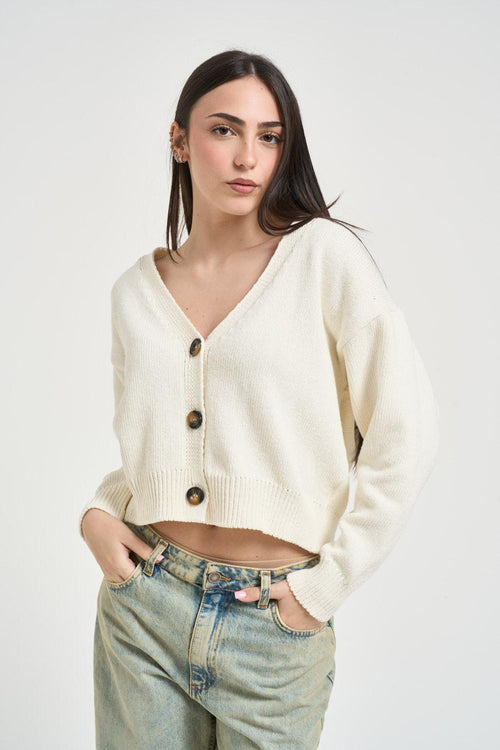 Cardigan donna cropped burro