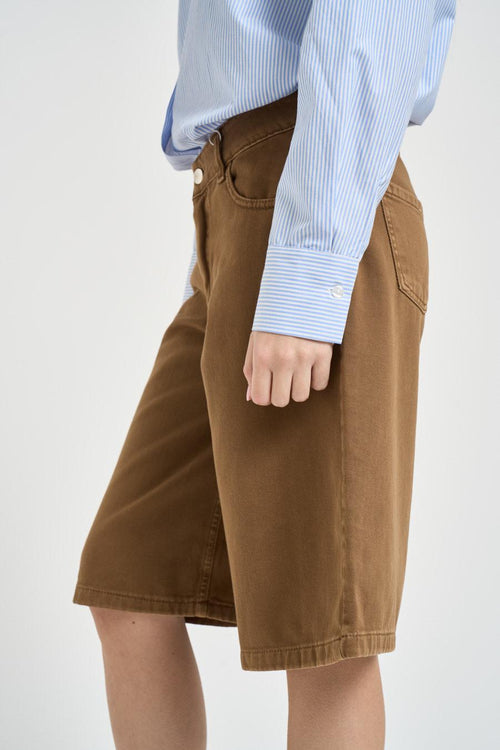 Bermuda donna in denim marrone - 2