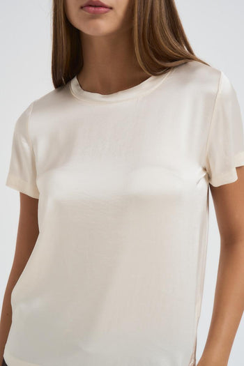 T-shirt donna girocollo panna - 3