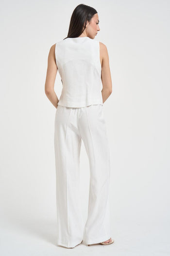 Abito con gilet e pantalone bianco - 6