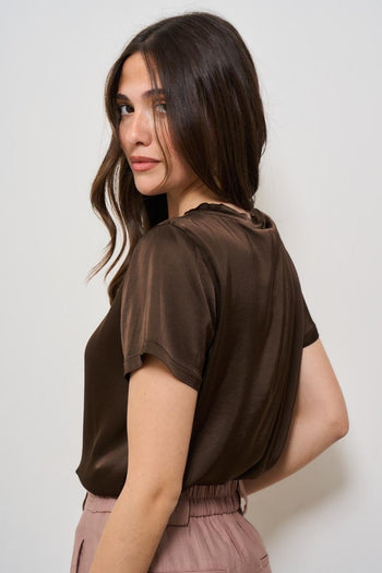 T-shirt donna satinata marrone - 3