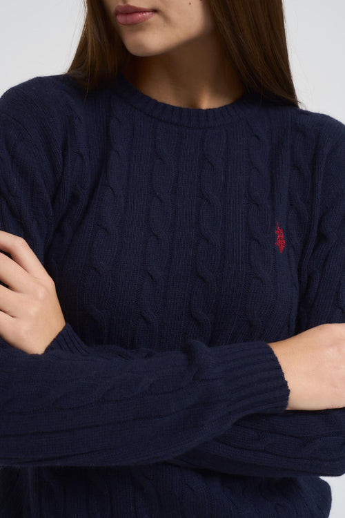 Maglia donna a trecce blu - 2