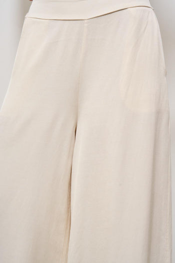 Pantalone donna gamba larga panna - 5