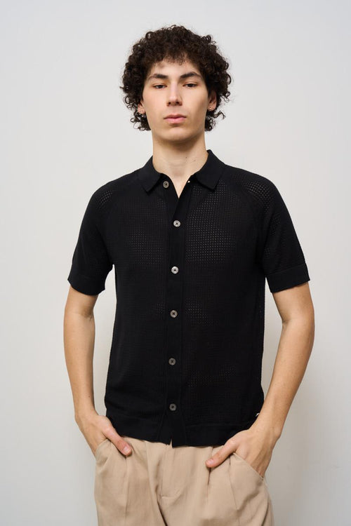 Polo uomo in maglia nera