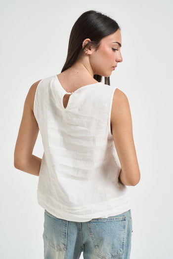 Top donna smanicato bianco - 3