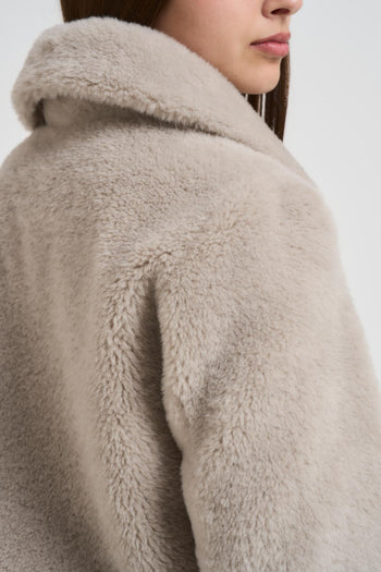 Ecopelliccia donna corta grigio chiaro - 4