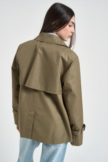 Trench donna Biglia corto verde militare - 5