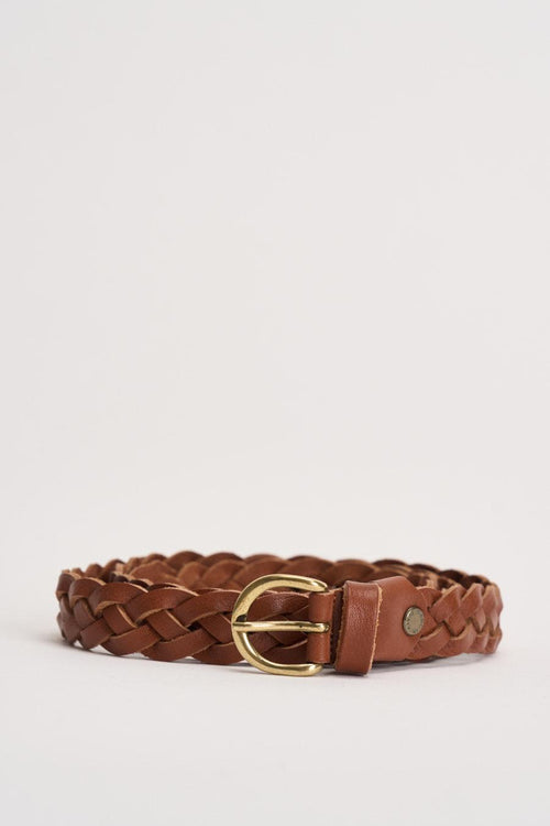 Cintura donna in pelle intrecciata marrone
