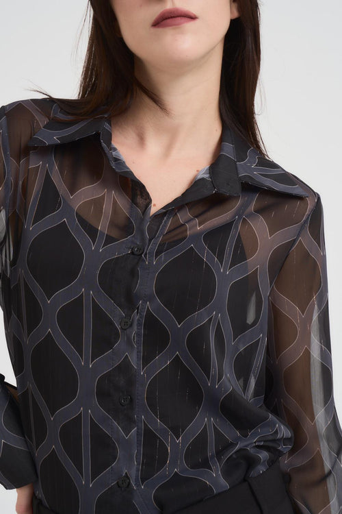 Camicia donna fantasia nera - 2