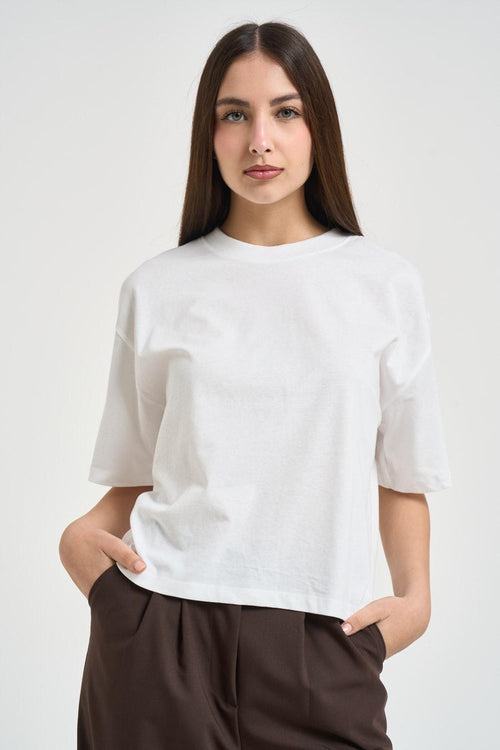 T-shirt donna cut-out bianca