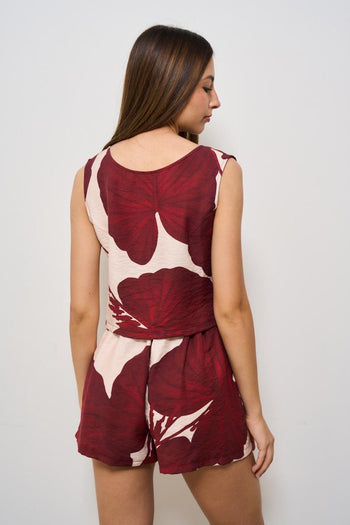 Top donna fantasia floreale bordeaux - 3