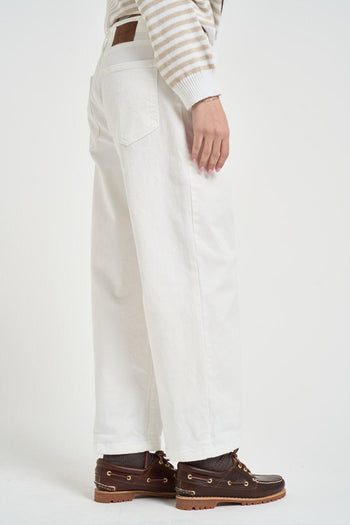 Jeans donna gamba dritta in denim bianco - 4