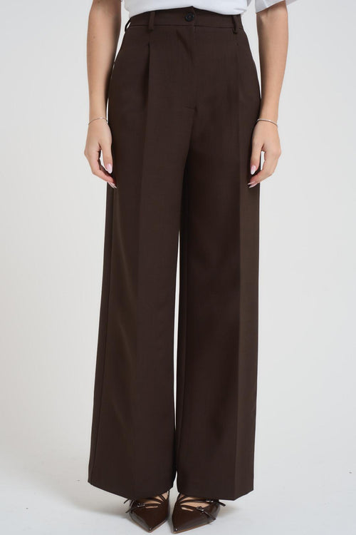 Pantalone donna a palazzo marrone
