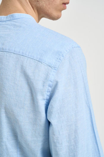 Camicia uomo in lino azzurra - 6