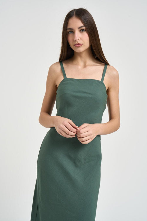 Abito donna midi verde - 2
