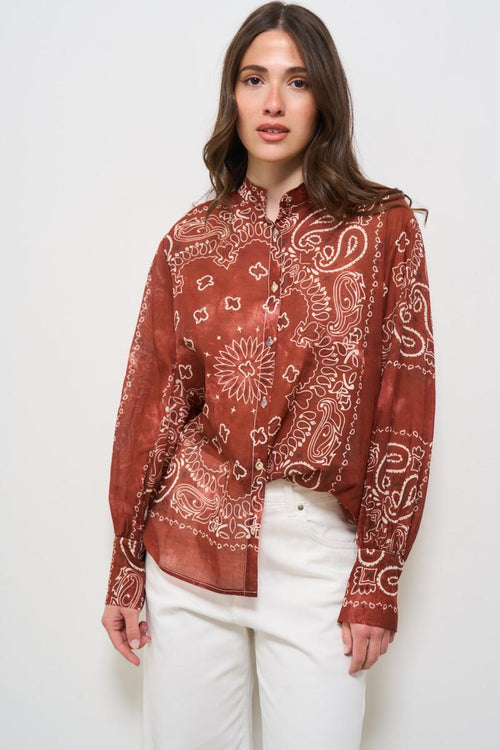 Camicia donna bandana rosso mattone