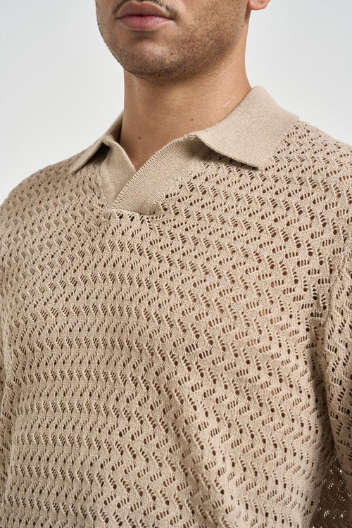 Polo uomo traforata beige - 2