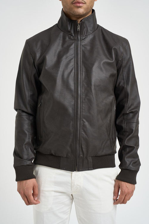 Bomber uomo in ecopelle marrone - 2