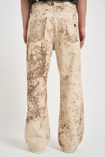 Jeans uomo wide leg delavé beige - 3