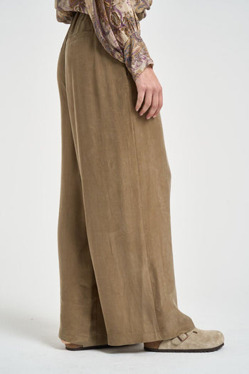 Pantalone donna ampio cammello - 4