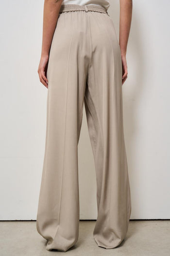 Pantalone donna a palazzo beige<BR/> - 5