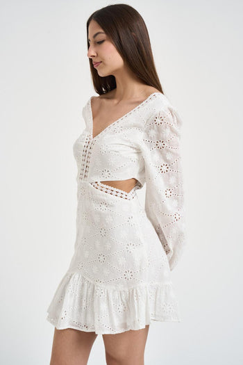 Abito donna traforato bianco - 3