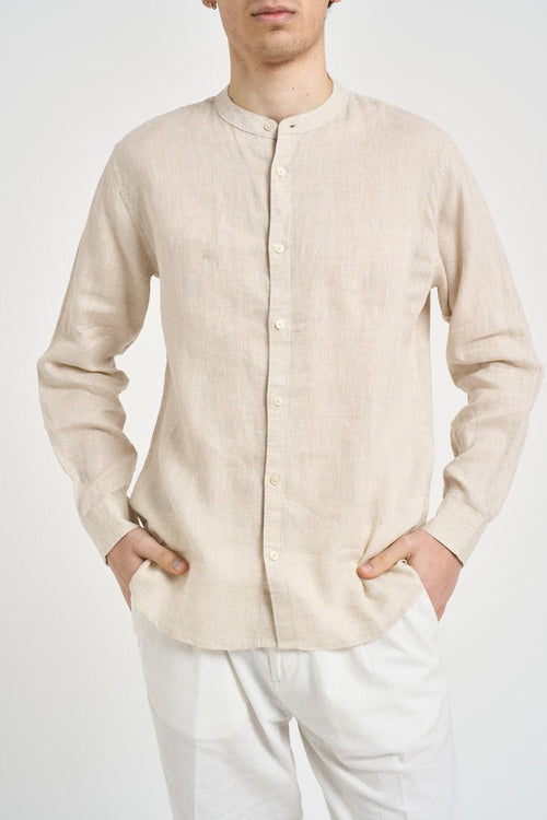 Camicia uomo collo alla coreana panna - 1