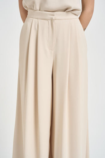 Pantaloni donna a palazzo burro - 5