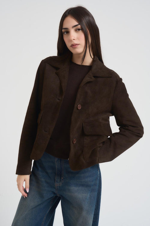 Giacca donna scamosciata moro