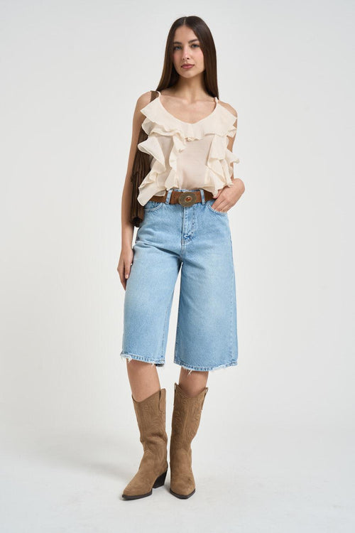 Top donna panna con volant
