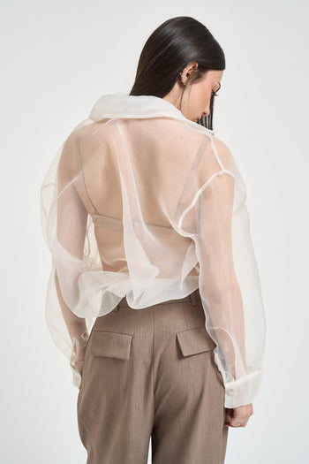 Camicia donna trasparente bianca - 3
