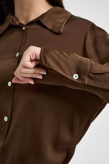Camicia donna satinata marrone - 6