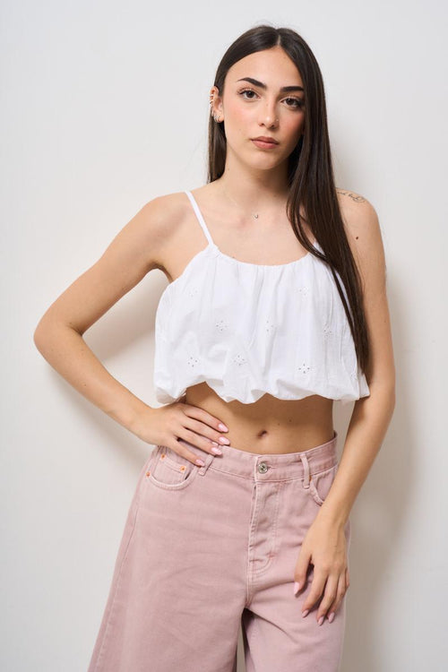 Top donna cropped bianco