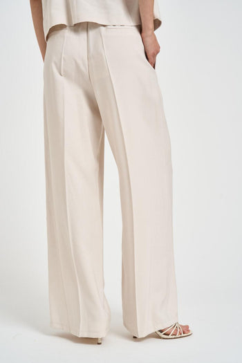 Pantalone donna a palazzo panna - 4