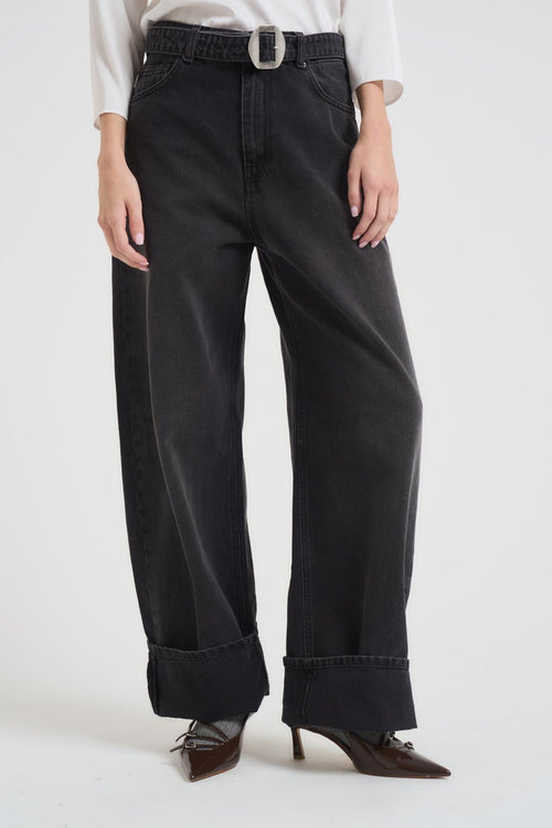 Jeans donna nero ampio - 2