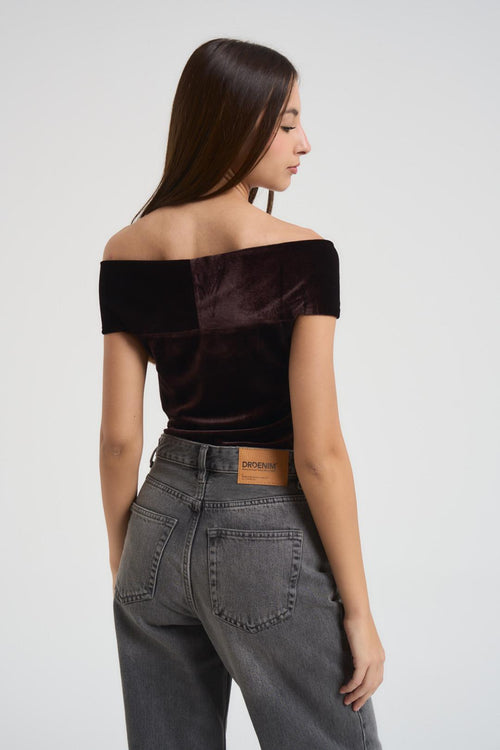 Body donna con scollo a V marrone - 2