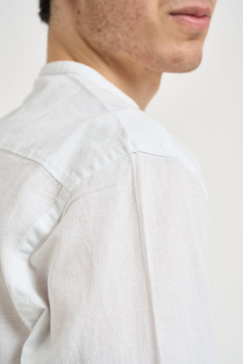 Camicia uomo in misto lino e cotone bianca - 7