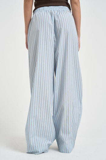 Pantalone donna a righe multicolor celeste - 4