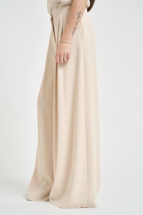 Pantaloni donna a palazzo burro - 2