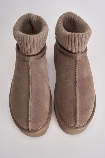 Stivale donna platform con calzino tortora - 8