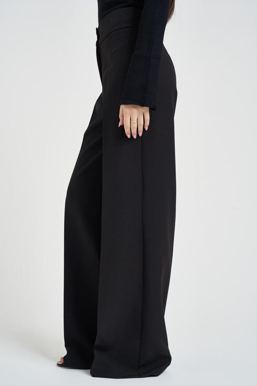 Pantalone donna gamba larga nero - 2