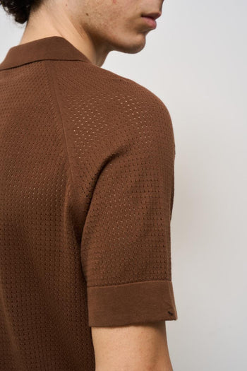 Polo uomo in maglia marrone - 6