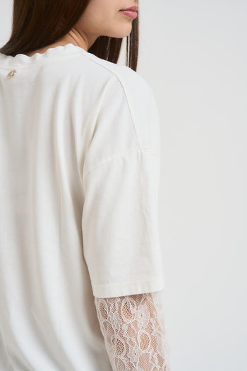 Maglia donna in pizzo panna - 4