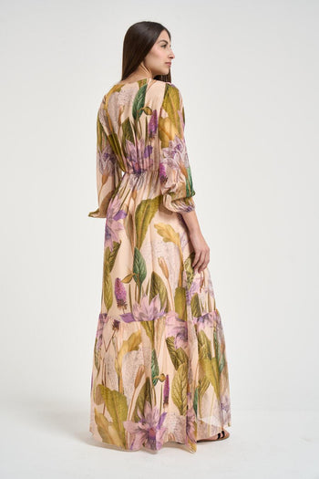 Abito donna lungo con stampa floreale multicolor - 5